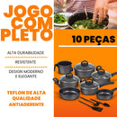 Jogo de Panelas Antiaderente 10 Peças - Preto