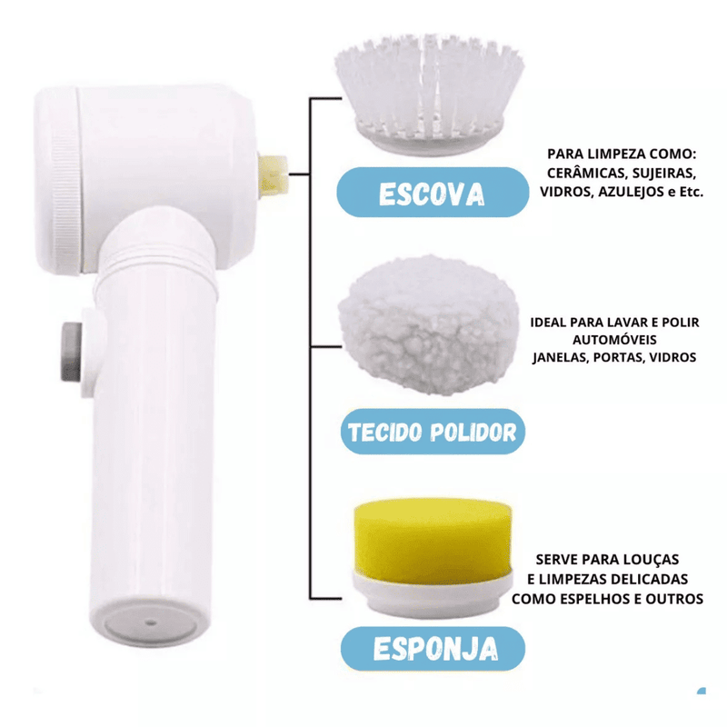 Escova de Limpeza Elétrica Multifuncional Turbo Clean
