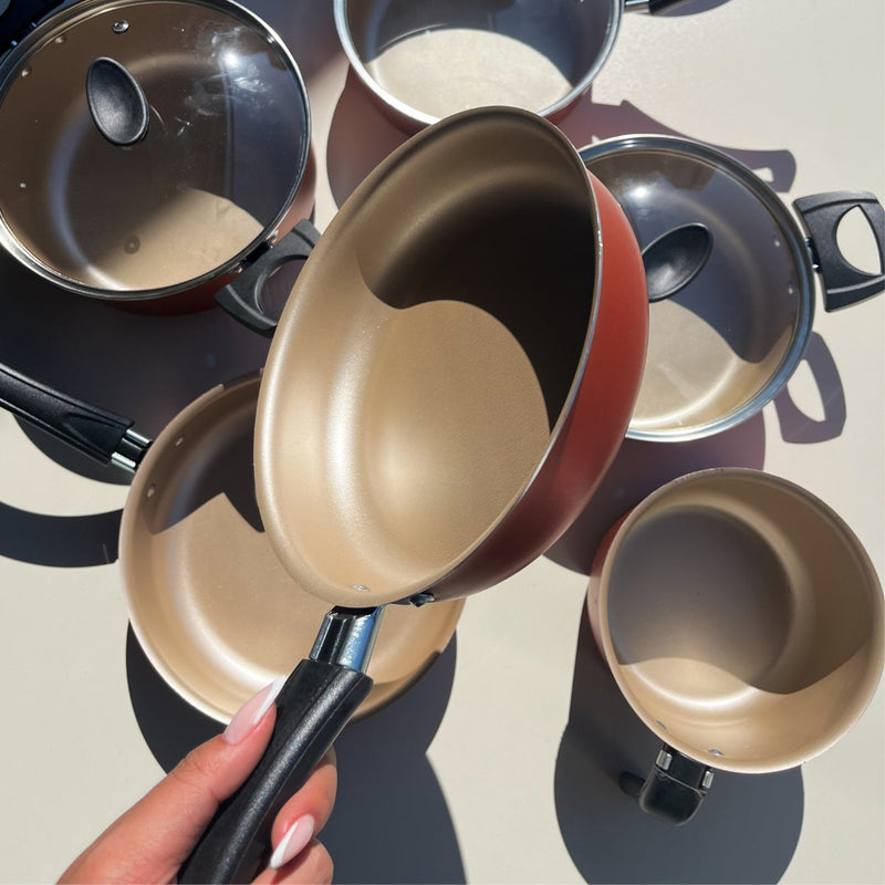 Jogo de Panelas Antiaderente 9 Peças - Cereja