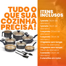 Jogo de Panelas Antiaderente 10 Peças - Preto com Bege