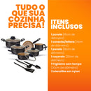 Jogo de Panelas Antiaderente 9 Peças - Preto com Bege