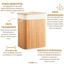 Cesto de Roupa Bambu c/ Tampa Retangular 70 LITROS