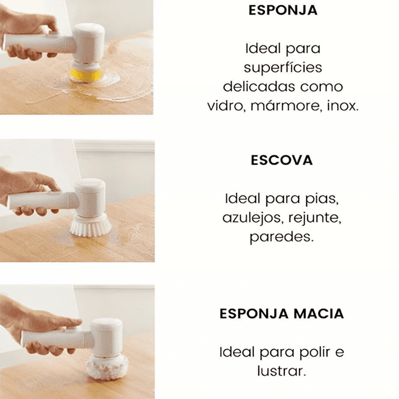 Escova de Limpeza Elétrica Multifuncional Turbo Clean