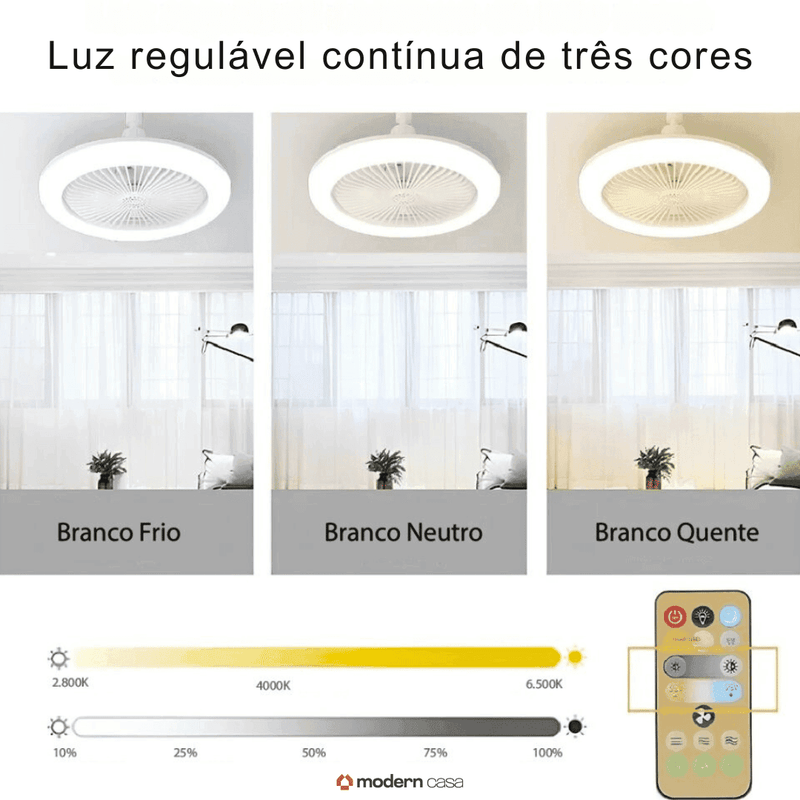 Luminária Com Ventilador e Luz De Teto Com Controle