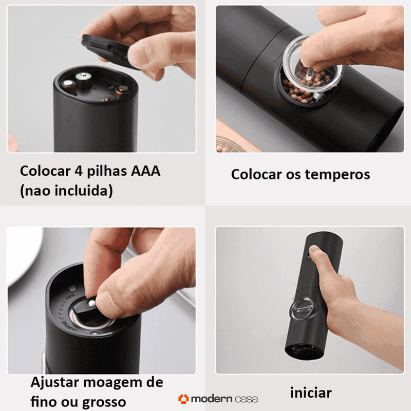 Moedor Automático de Sal e Pimenta