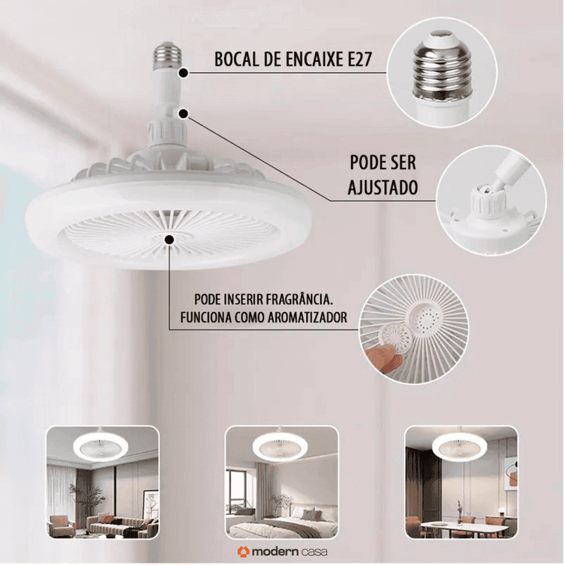 Luminária Com Ventilador e Luz De Teto Com Controle