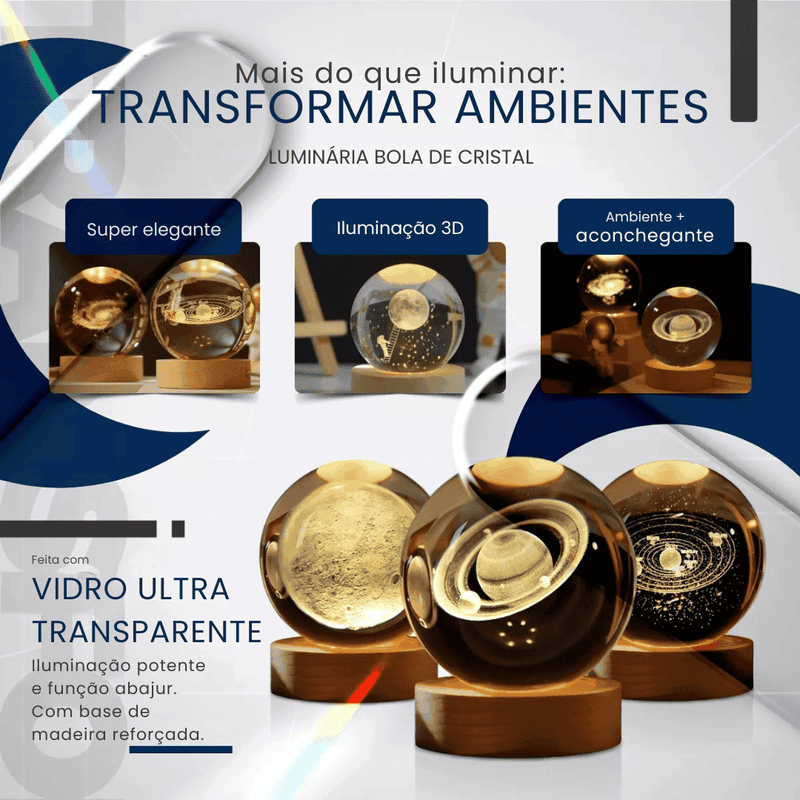 Luminária de Mesa Decorativa Sistema Solar 3D