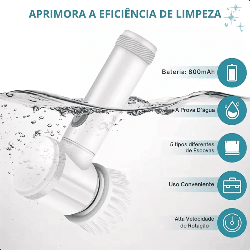Escova de Limpeza Elétrica Multifuncional Turbo Clean