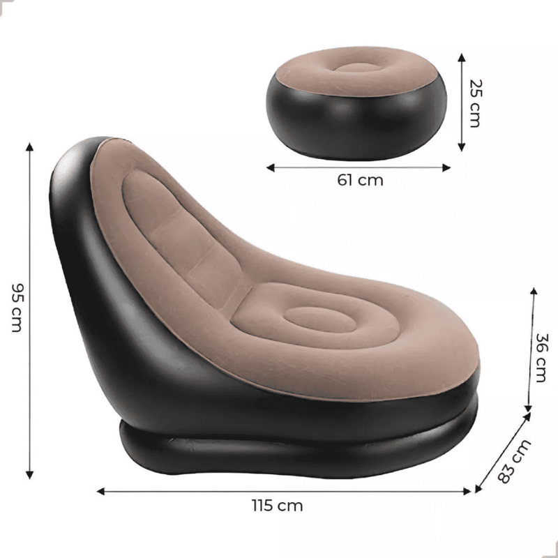 Poltrona e Puff Inflável Descanso Preguiçoso