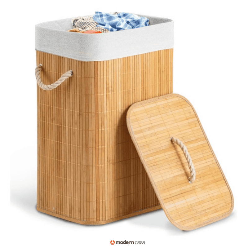 Cesto de Roupa Bambu c/ Tampa Retangular 70 LITROS