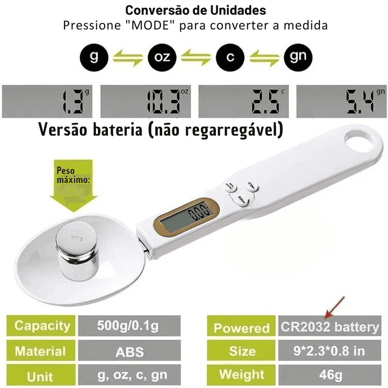 Colher Medidora em Colher com Balança Digital