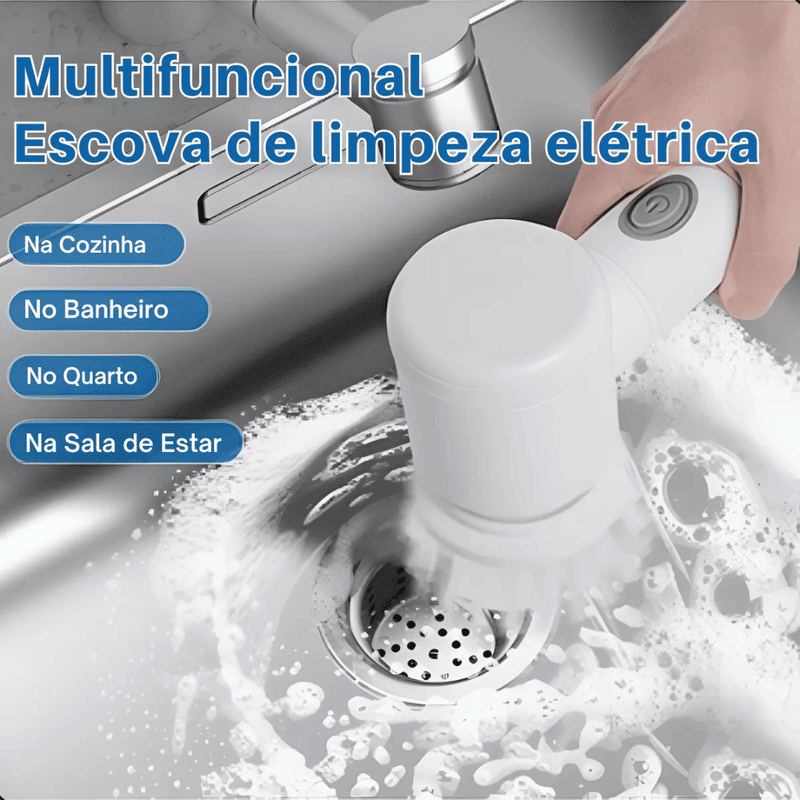 Escova de Limpeza Elétrica Multifuncional Turbo Clean
