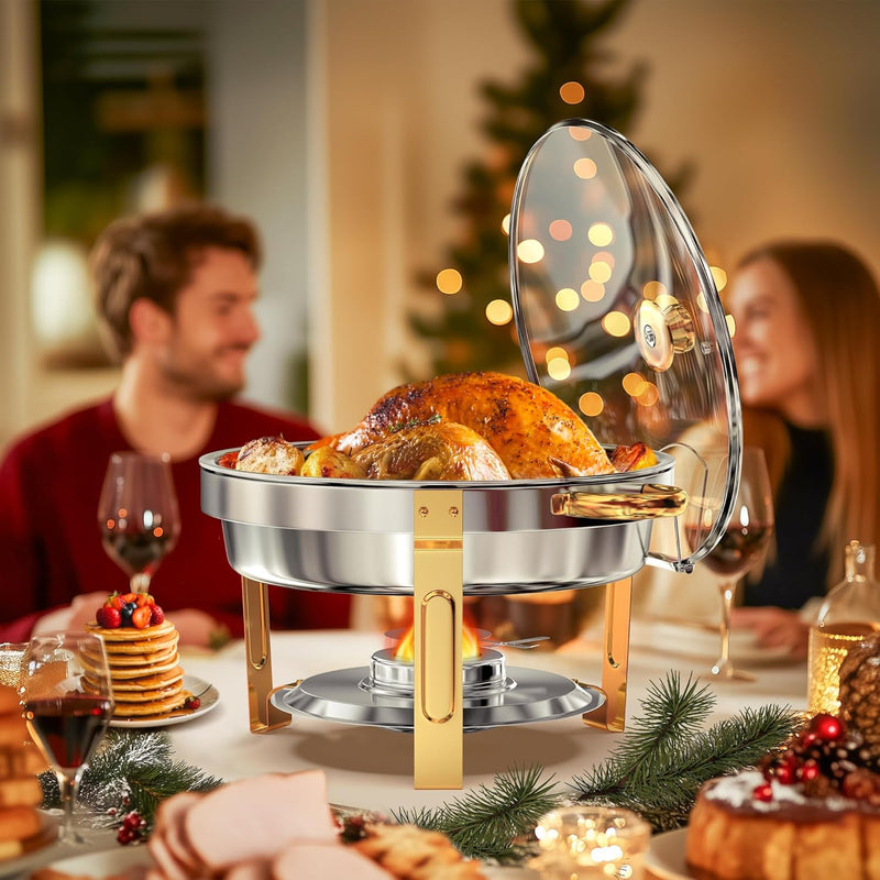 Rechaud de Inox com Aquecedores e Tampa de Vidro