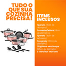 Jogo de Panelas Antiaderente 9 Peças - Rosé