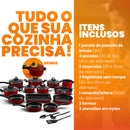 Conjunto De Panelas Antiaderente 17 Peças  - Vermelho