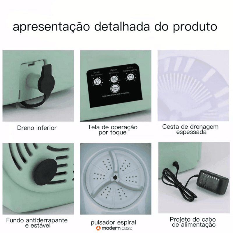 Mini Máquina de Lavar Portátil TurboClean