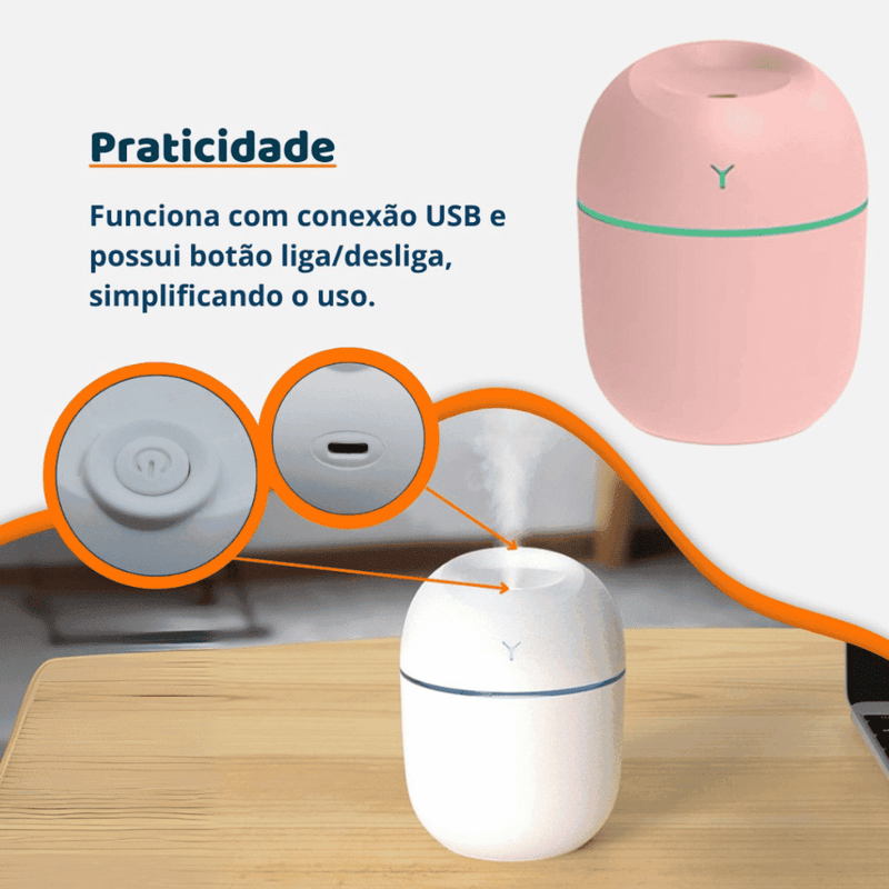 Mini Umidificador de Ar Portátil