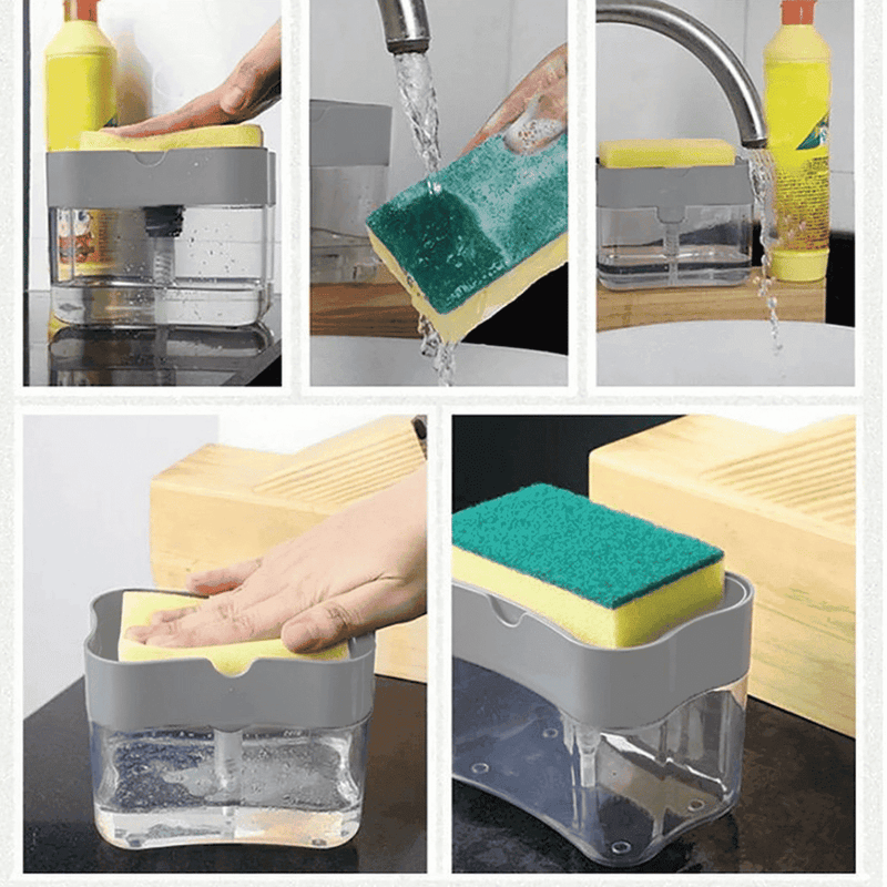 Dispenser Dosador para Detergente 2 em 1 com Esponja
