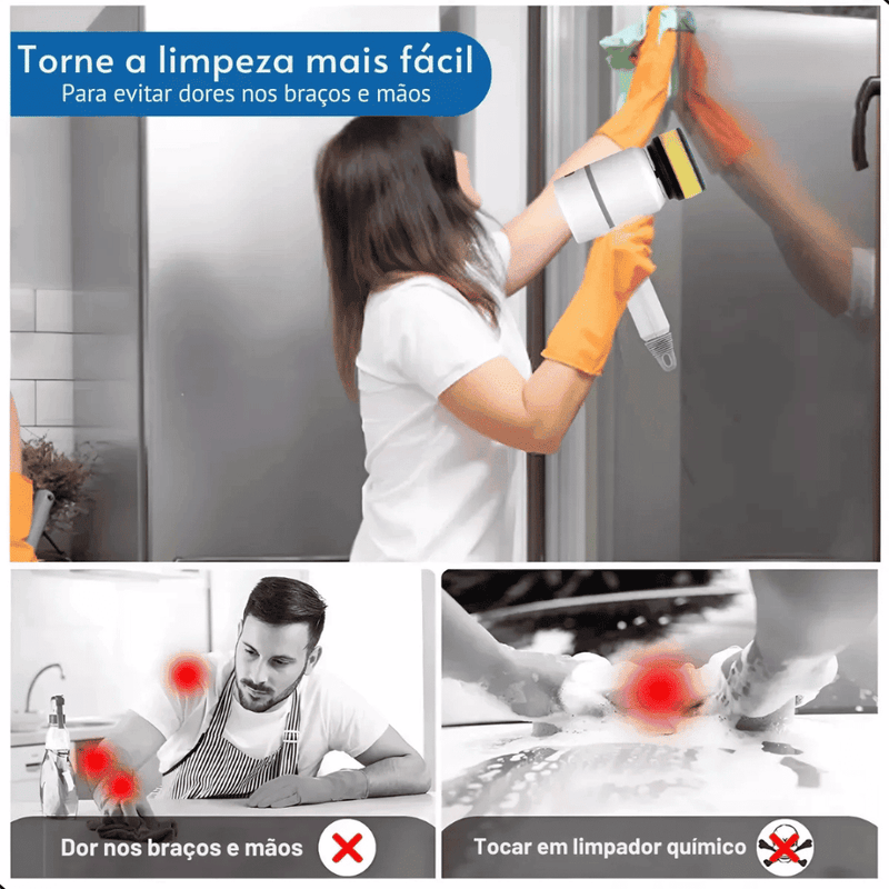 Escova de Limpeza Elétrica Multifuncional Turbo Clean