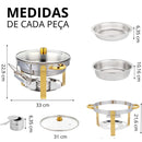 Rechaud de Inox com Aquecedores e Tampa de Vidro