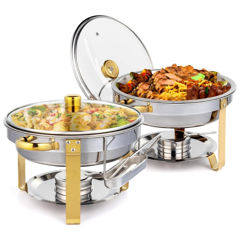 Rechaud de Inox com Aquecedores e Tampa de Vidro