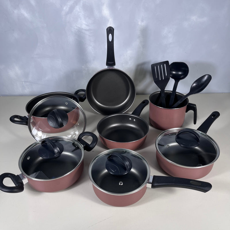 Jogo de Panelas Antiaderente 10 Peças - Rosé