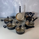 Jogo de Panelas Antiaderente 9 Peças - Preto com Bege