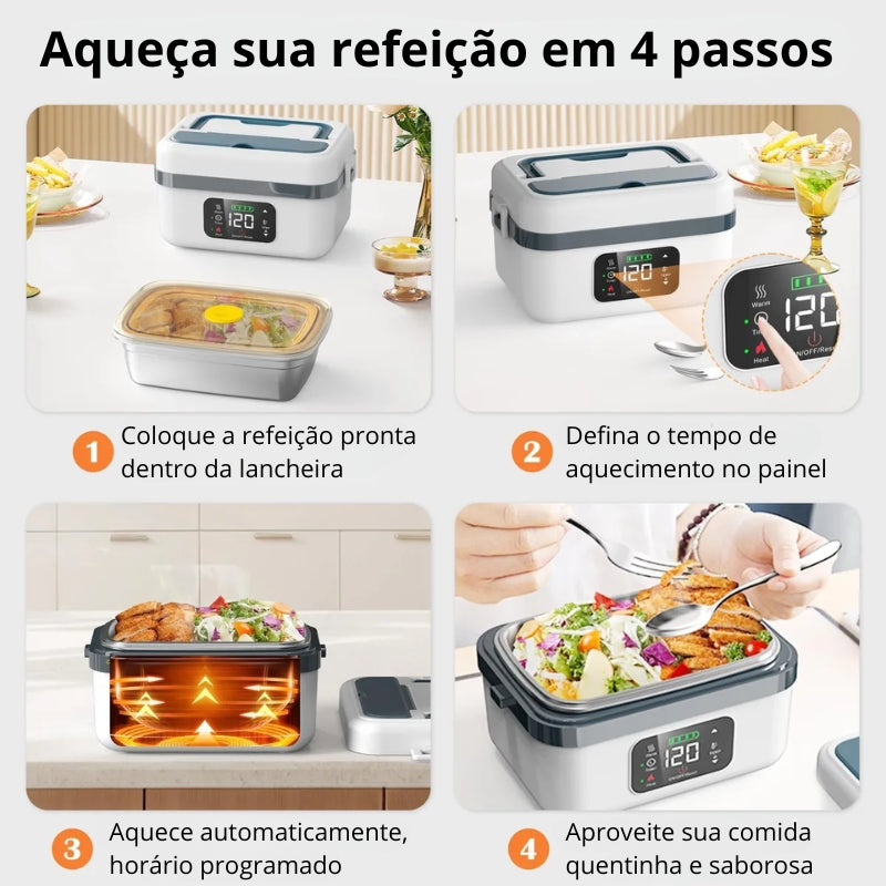 Lancheira Elétrica sem Fio Alimosty com Talheres de Brinde!