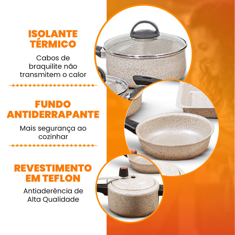 Jogo de Panelas 17 Peças Antiaderente - Bianco