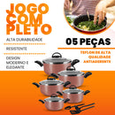 Jogo De Panelas 5 Peças Antiaderentes  - Rosé