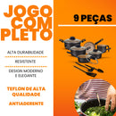 Jogo de Panelas Antiaderente 9 Peças - Preto com Bege