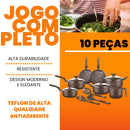 Conjunto Panelas Antiaderente 10 Peças Prime Alumínio - Marrom Escuro