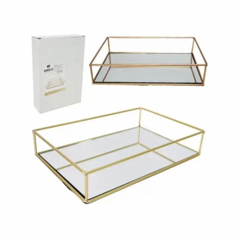 Bandeja Decorativa com Espelho Luxo